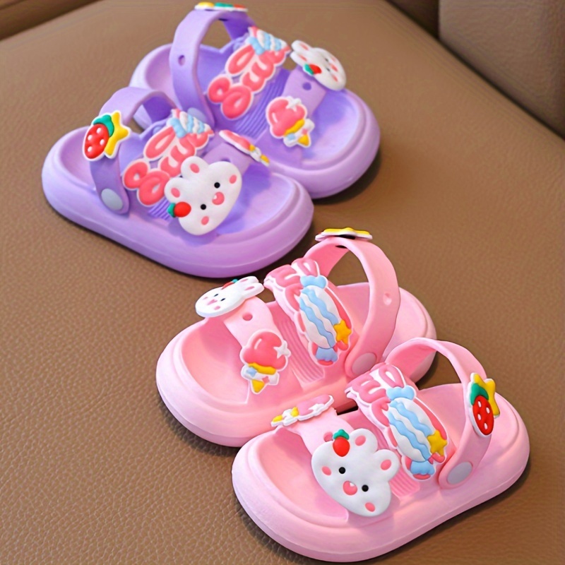 Girls' Pink Cartoon Sandals - Breathable, Non-Slip Beach & Water Shoes with Rotating Buckle Closure for Youngsters and Youngsters, Sports, Wading Shoes