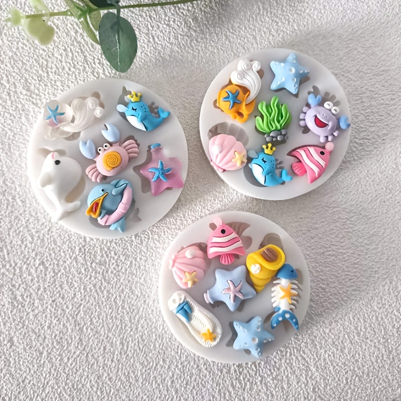 Image of Ocean Cake Decorating Fondant Mold 3pcs, Conch Shell Chocolate Candy Silicone Mold For Pudding Jelly Mousse Clay Gypsum Resin Biscuit Marzipan Flower Paste
