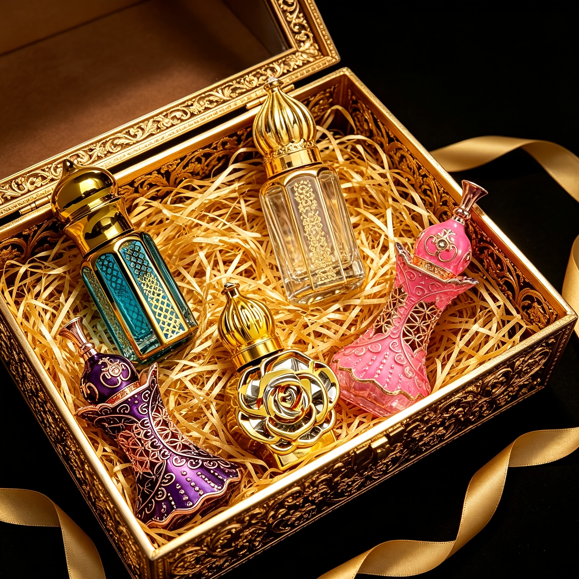 Image of 5pcs Exotic Arabian Perfume Essential Oil Combination Set, Unisex , 5 Unique Fragrances, Romantic Gift For Girlfriend | Travel/daily/ Gift
