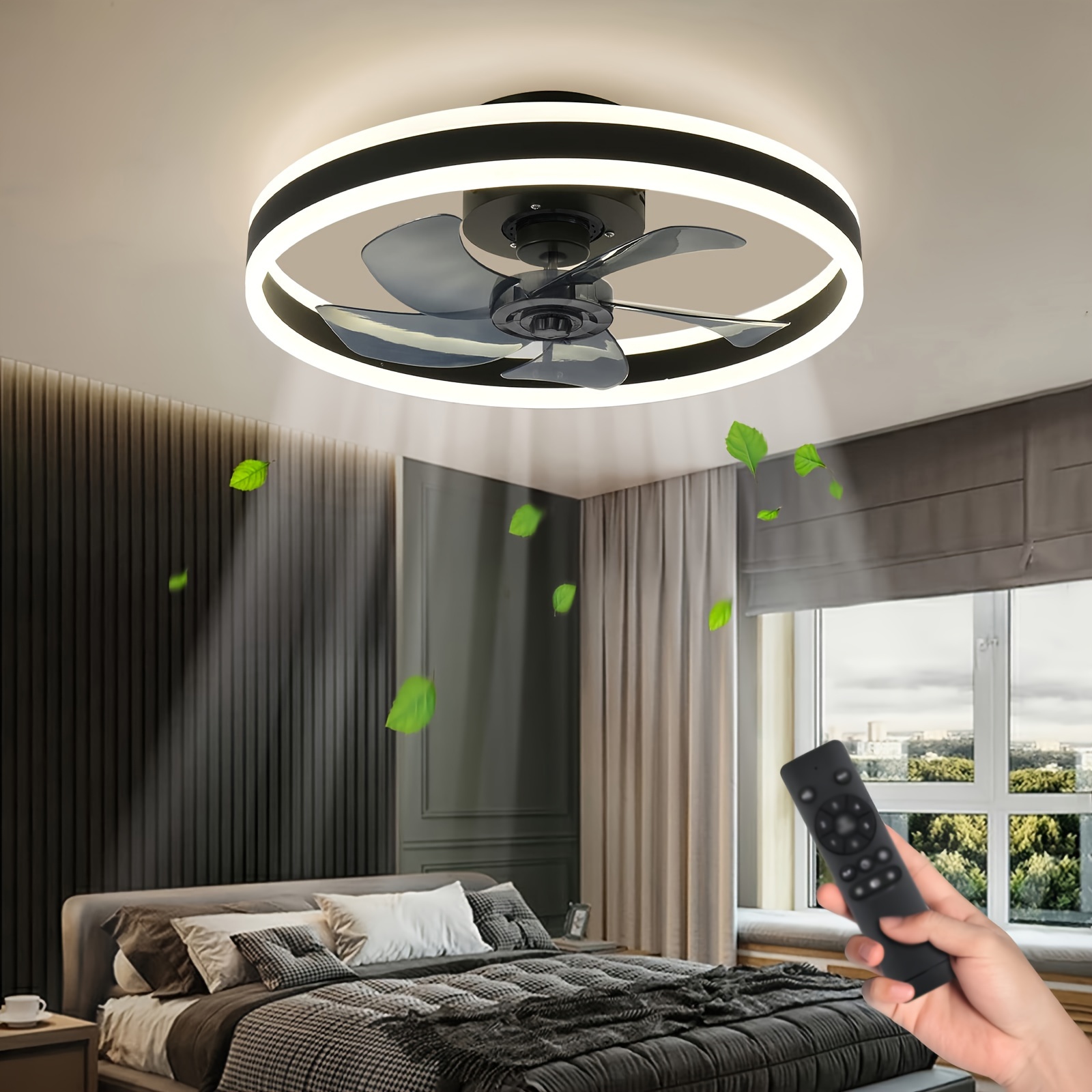  SMAAIR Ventilador de techo LED inteligente Wifi, ventilador de techo  inteligente de madera contrachapada de 52 pulgadas para exteriores con  control remoto, control de aplicación con temporizador y : Herramientas y
