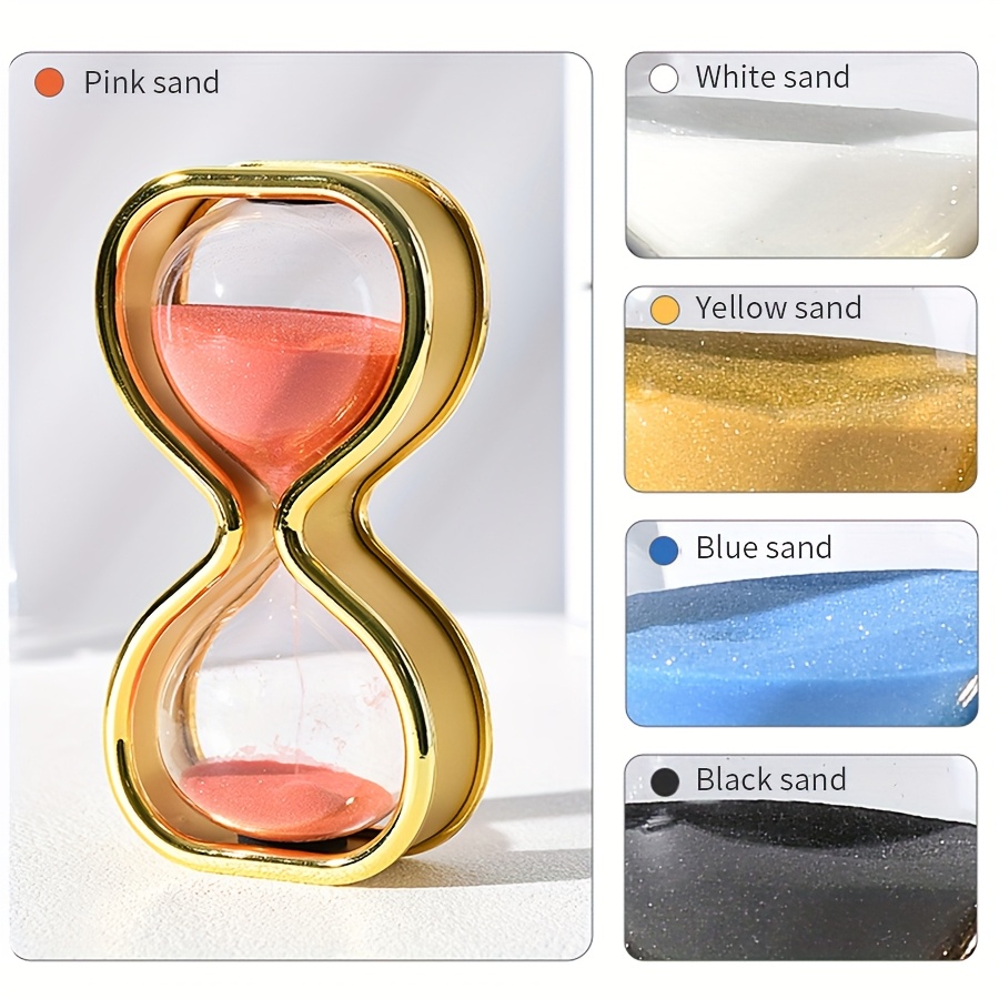 Modern Golden Hourglass Timer with Colorful Sand