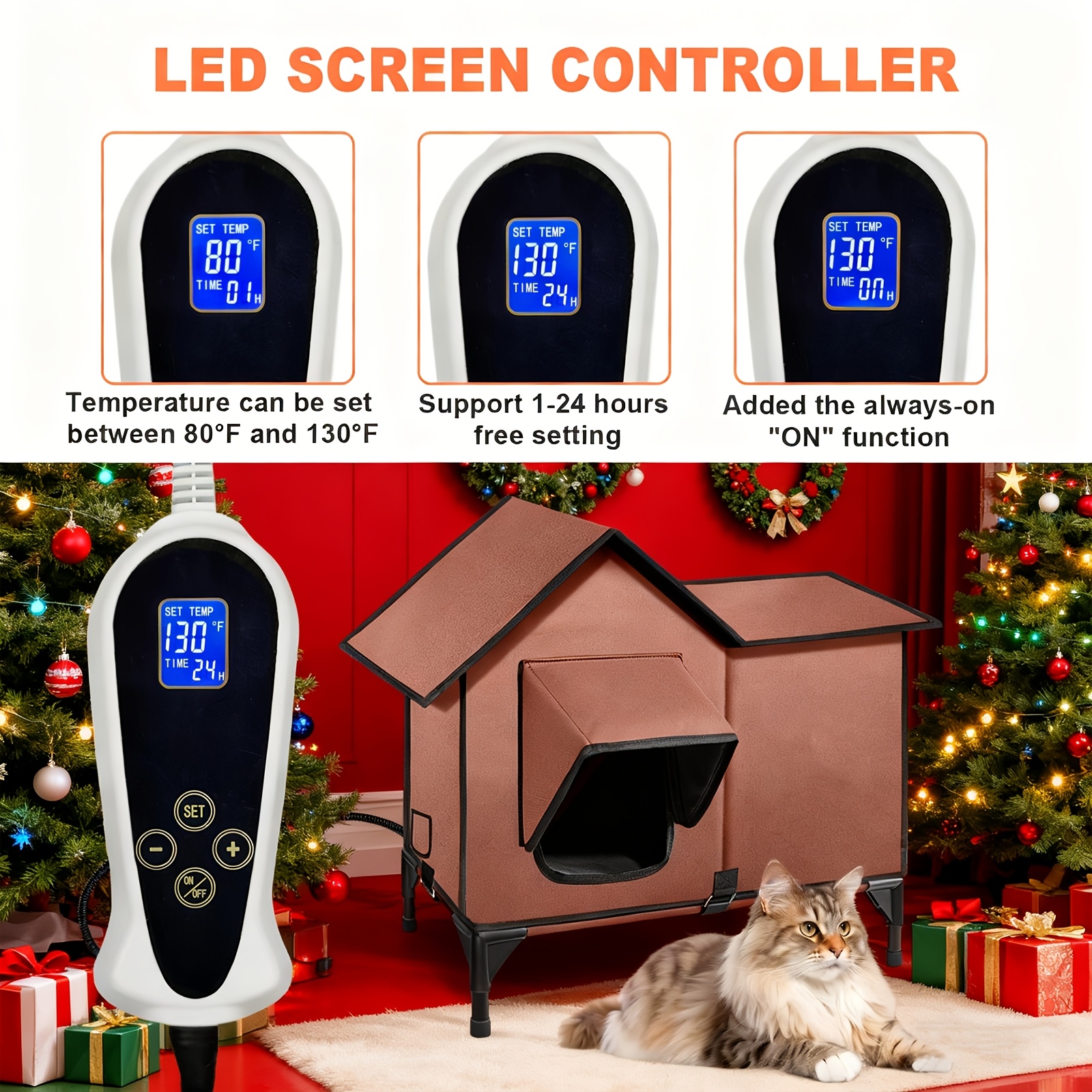 3 in 1 design heated cat house with pet heating pad elevated bed sturdy structure cat cave cat beds supplies for indoor cats safe outdoor cat shelter cat condo kitten supplies   gifts for men women kids girls cat stuff clearance 6