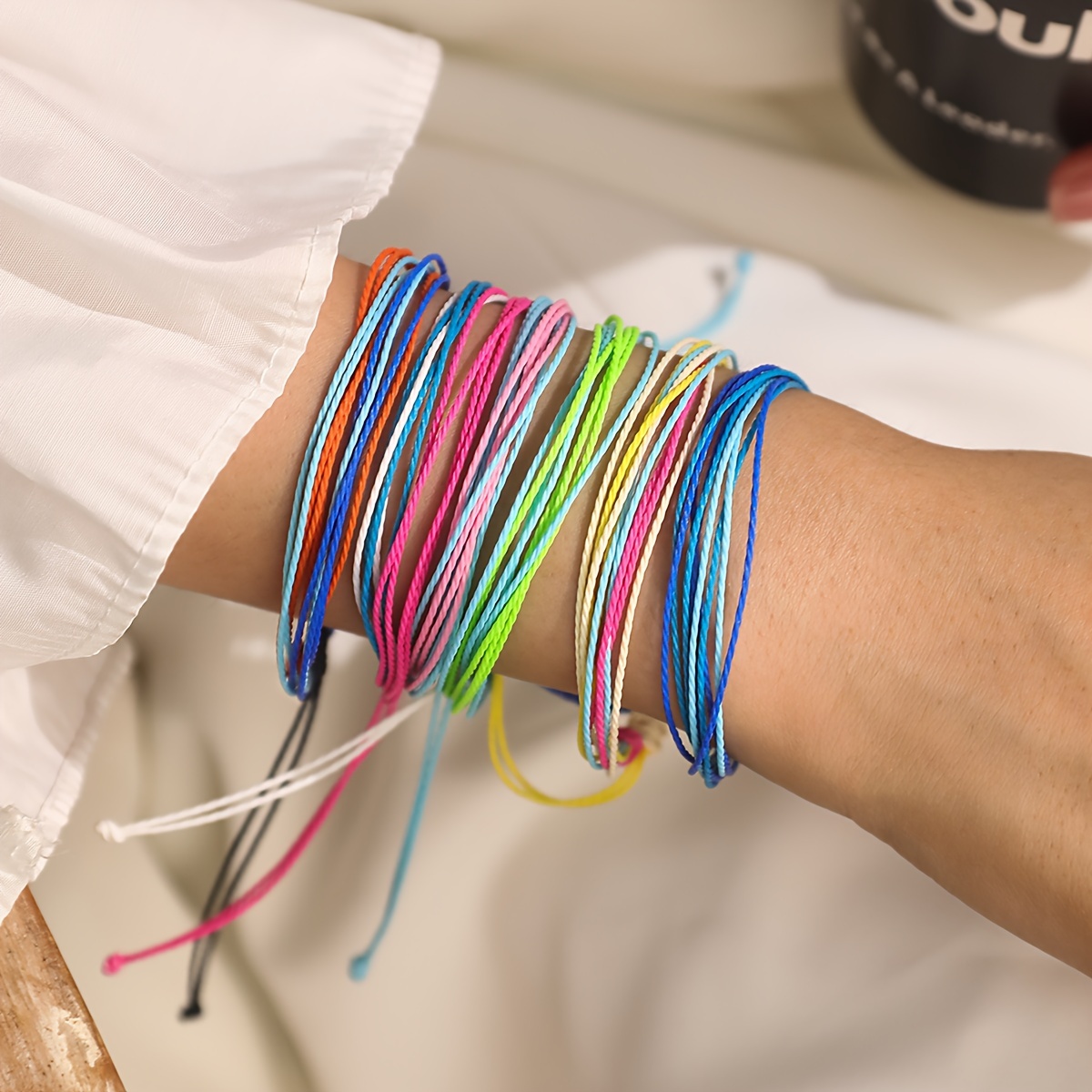 6 Pack Bohemian Waterproof Adjustable Pull String Bracelets