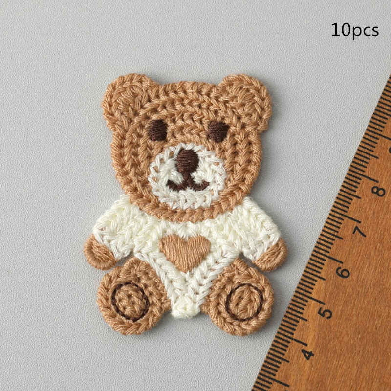 E-shop 10 Stk./Packung Niedliche Tier Bär Stoffaufkleber, Kleidung, Schuhe, Socken, Box Verpackungsdekoration Zusätze, Haarnadel Haar Accessoire