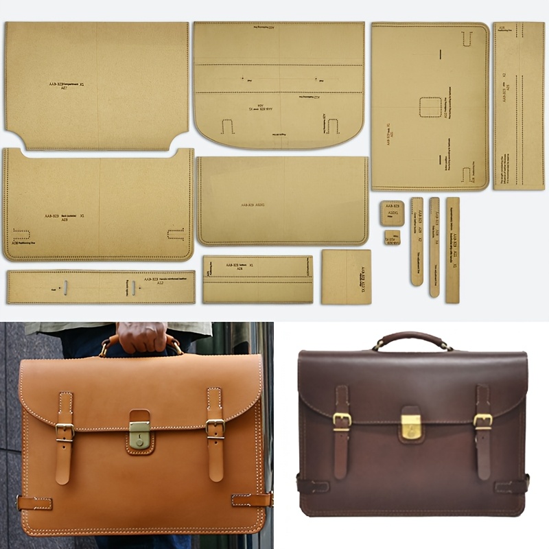 TEMU 14pcs Handcrafted Leather Handbag Briefcase Making Template Handmade Leather Layout Stencil Leather Tools Additions, Wallet Making, Diy Wallet Making