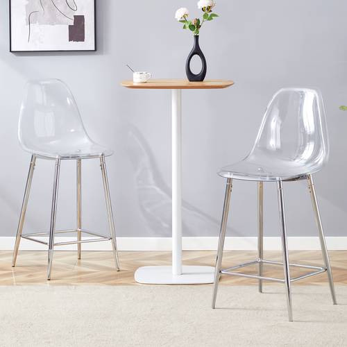 set of 2 bar chairs transparent acrylic stools black legs modern bar chairs with clear acrylic seat and kitchen island stools easy seating for home apartment pub commercial kitchen modern furniture