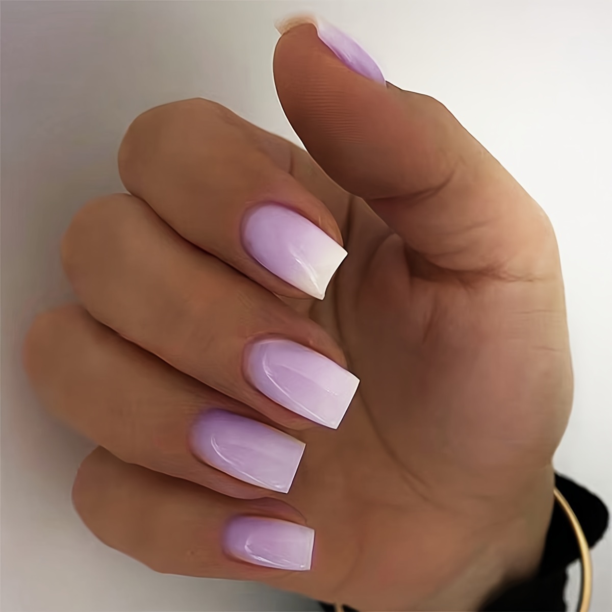 

Ongles Artificiels Violets Carrés Courts, Faux Ongles En Acrylique Brillant, Couverture Complète, Pour Femmes