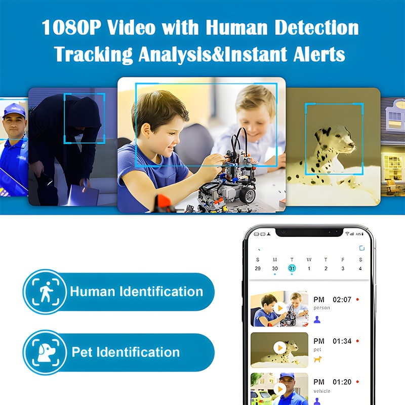 Monitor inteligente 1080P, cámara de vigilancia inalámbrica FHD para hogar, conexión dual-band 5G/2.4G WiFi, lente con giro panorámico 360°/90°, control por APP móvil, visión nocturna, detección de movimiento, llamadas bidireccionales, compatible con tarjeta de memoria/almacenamiento en la nube
