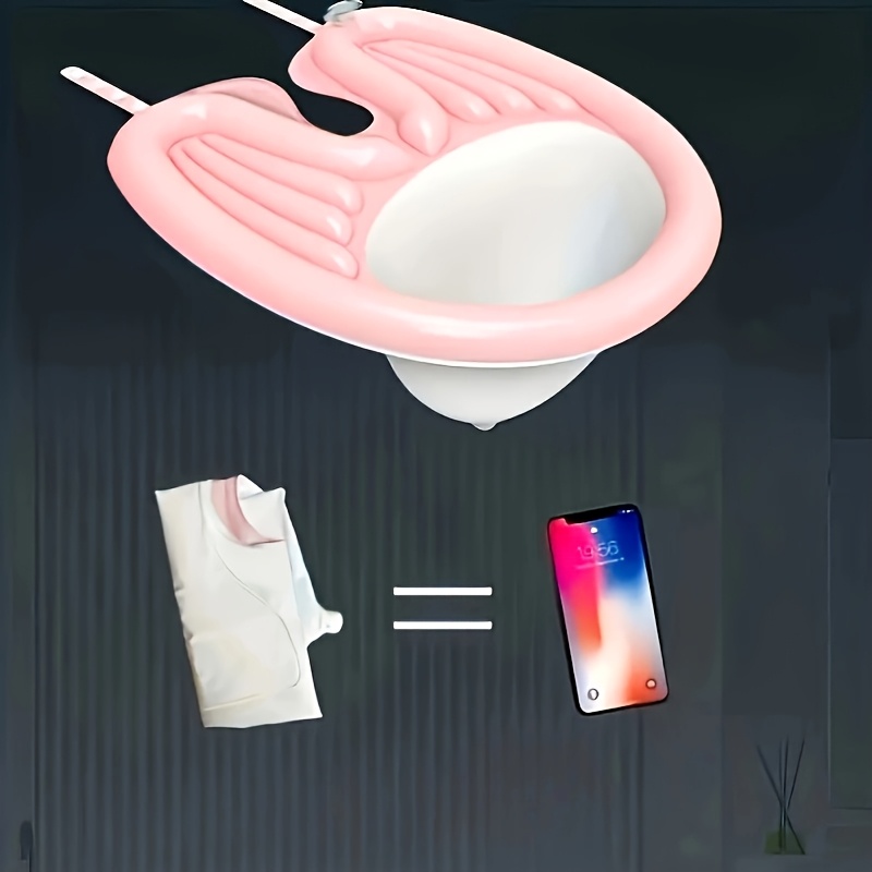 TEMU 4pcs Portable Inflatable Shampoo Basin With Hose, Suitable For Pregnant Women And Disabled Individuals - , Durable Plastic, Ideal For Home Use