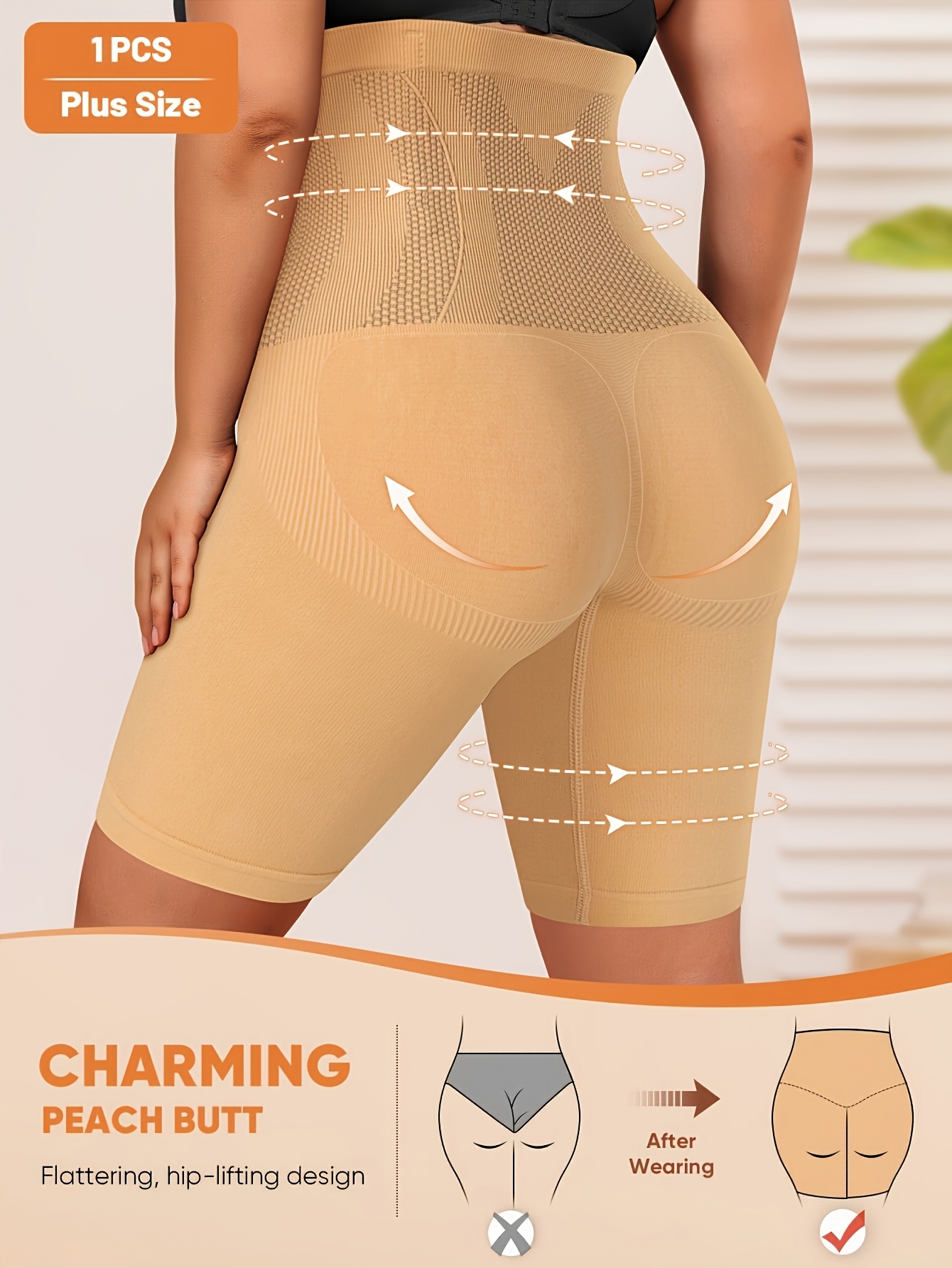 MIOTAN Women'S Plus Size High-Waist Shaping Shorts - Breathable Mesh Nylon, No Padding, High Support Butt Lifting & Tummy Control, Solid Color, 1XL-5XL, Underwear, Sleek Underwear, Comfortable Fit