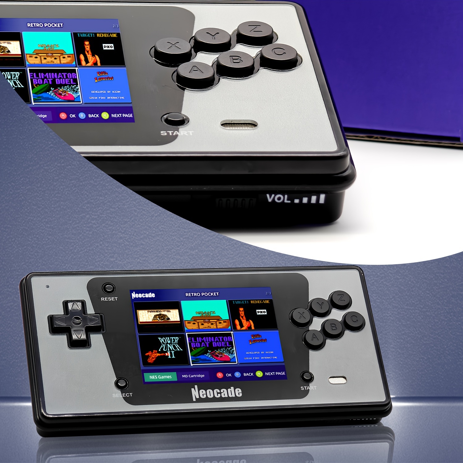   retro nostalgic handheld game console 12 in   cartridge set supporting md cartridges 3 5 inch screen and supporting hdtv output details 1