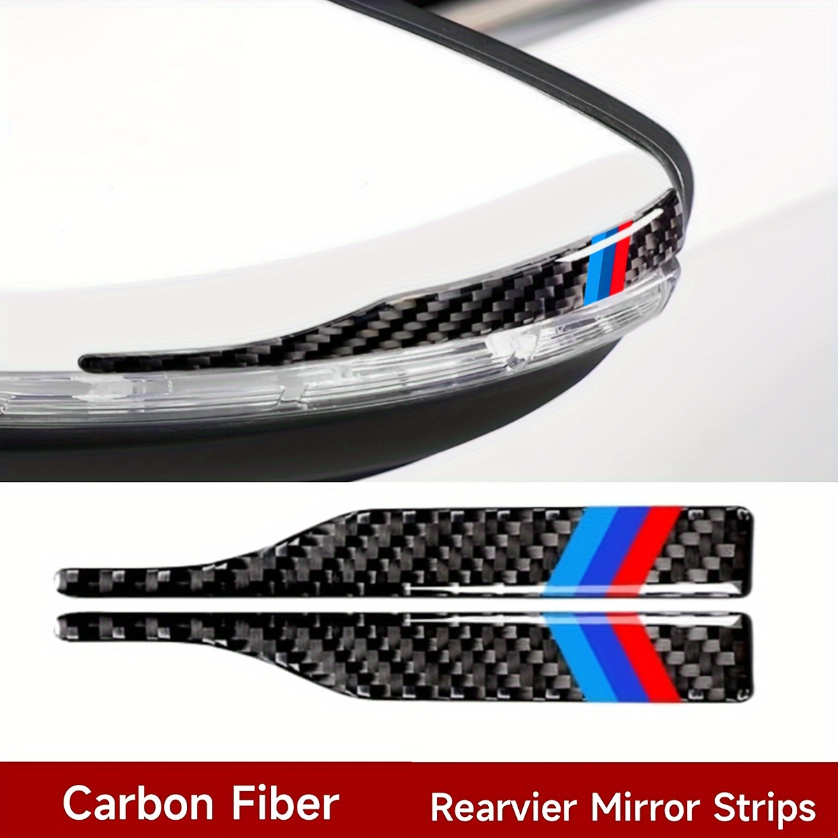 

2pcs Universal Rearview Mirror Protector Sticker Anti Collision Strips, Carbon Fiber Decorative Car Sticker, Car Protector Edge Guards, Car Protector Strips