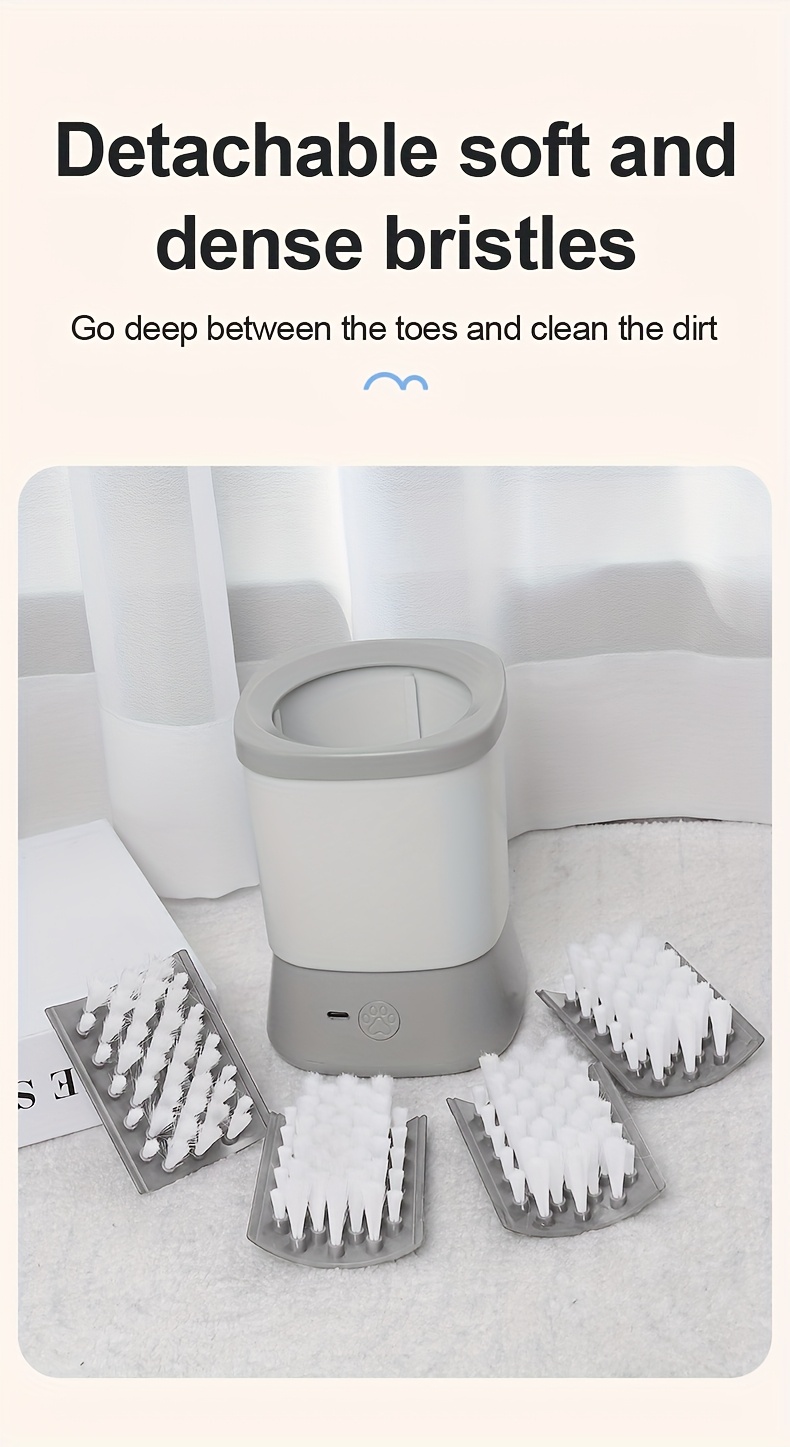 Lavadora Eléctrica de Patas para Mascotas con 4 Almohadillas de Limpieza - Alimentada por USB, Limpieza 360°, para Perros y Gatos - Vaso de Fregado Automático, Segura para Piel Sensible Color Beige Claro - Diseño Fácil de Limpiar para Aseo en Casa/Profesional - Ideal para Cachorros, Gatitos, Mascotas Adultas - Construcción Duradera de Plástico, Suministros para el Aseo de Mascotas, Diseño Fácil de Usar, Material Fácil de Limpiar, Herramienta de Aseo para el Hogar, Diseño Compacto, Construcción