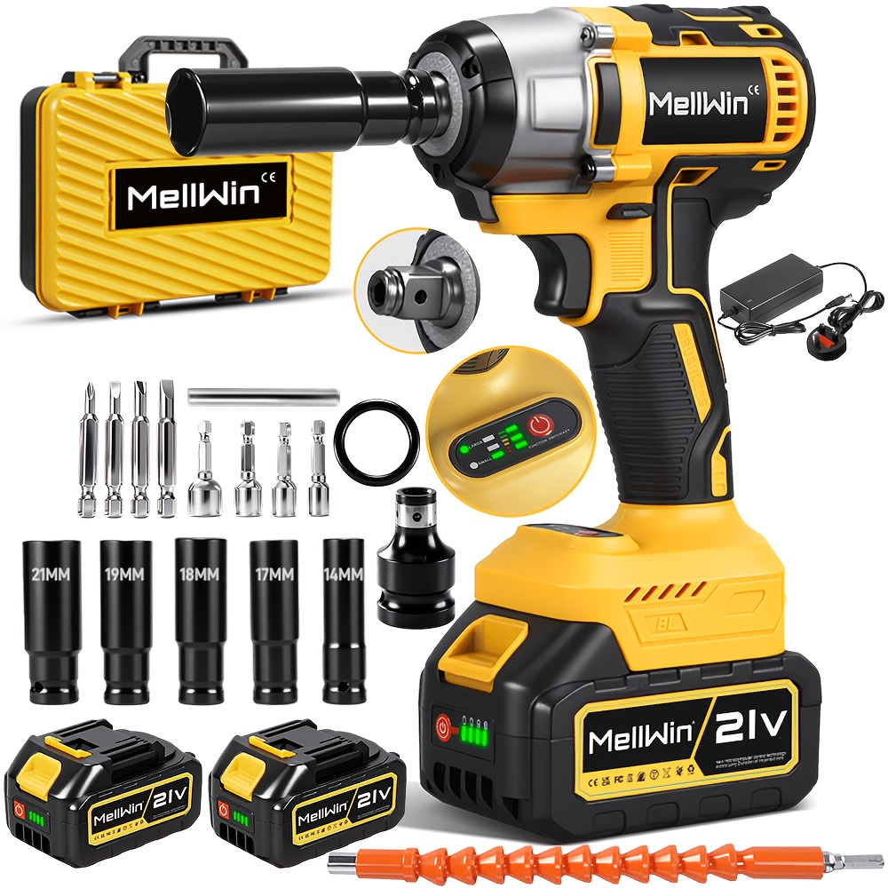 TEMU 2026 New Model Brushless Electric Impact Wrench Set With Optional Accessories, Cordless 1/2 Inch Screwdriver And Drill Wrench Set, 2 Adjustable