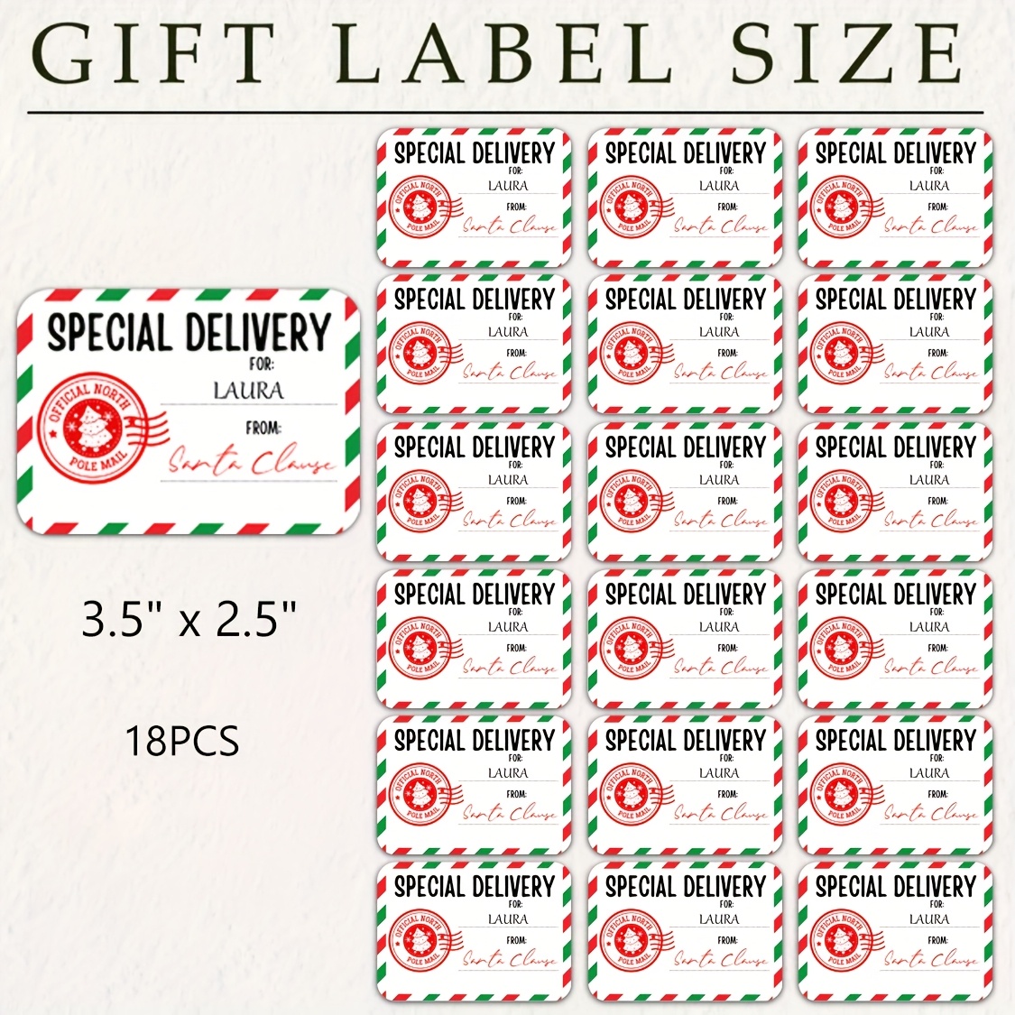 TEMU 18pcs, Custom Christmas Gift Tag Stickers With Special Delivery Santa Claus Label, Personalized Santa Christmas Gift Tags/labels/stickers
