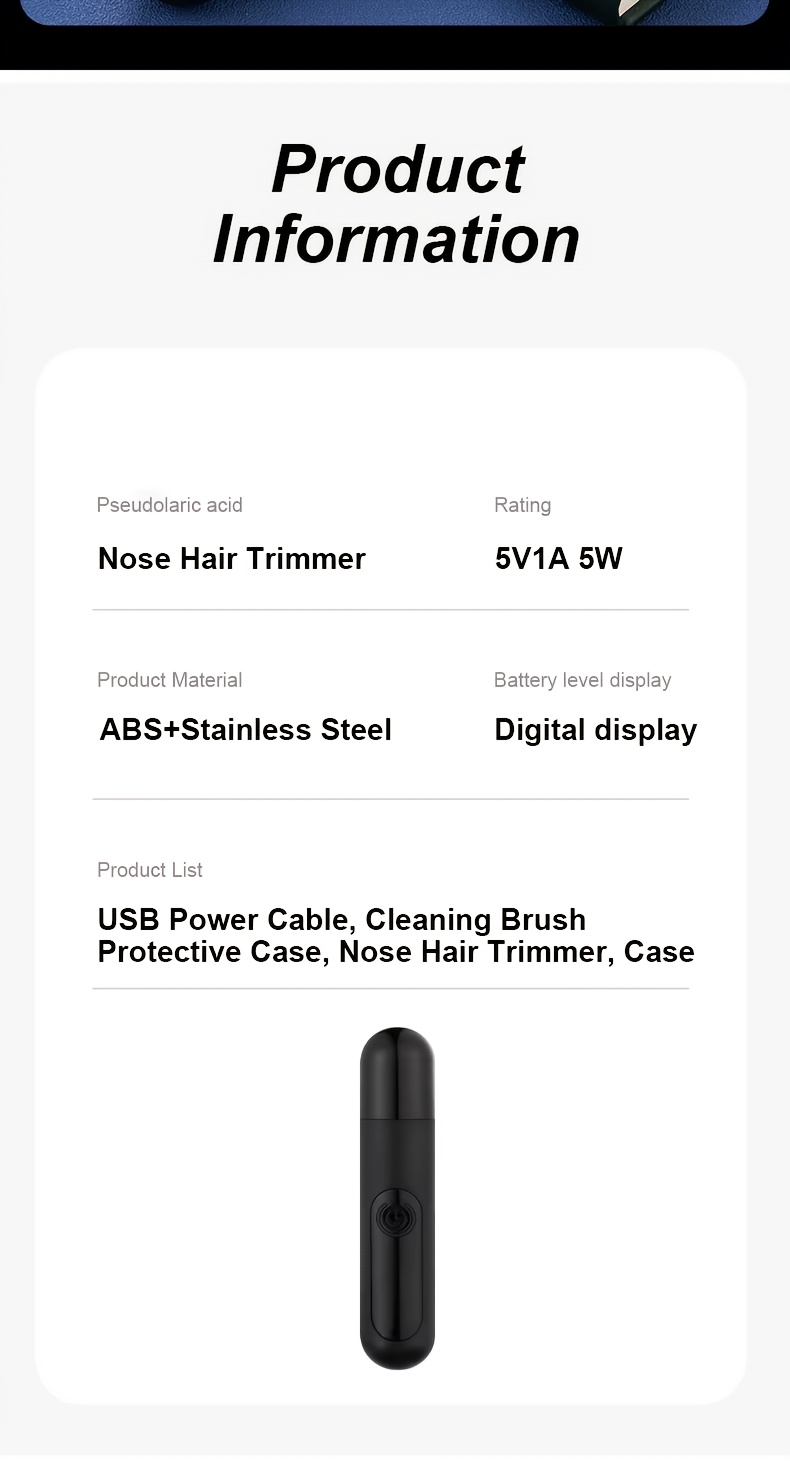   rechargeable nose and ear hair trimmer usb powered easy to clean double   blade suitable for men and women long   Product details 9
