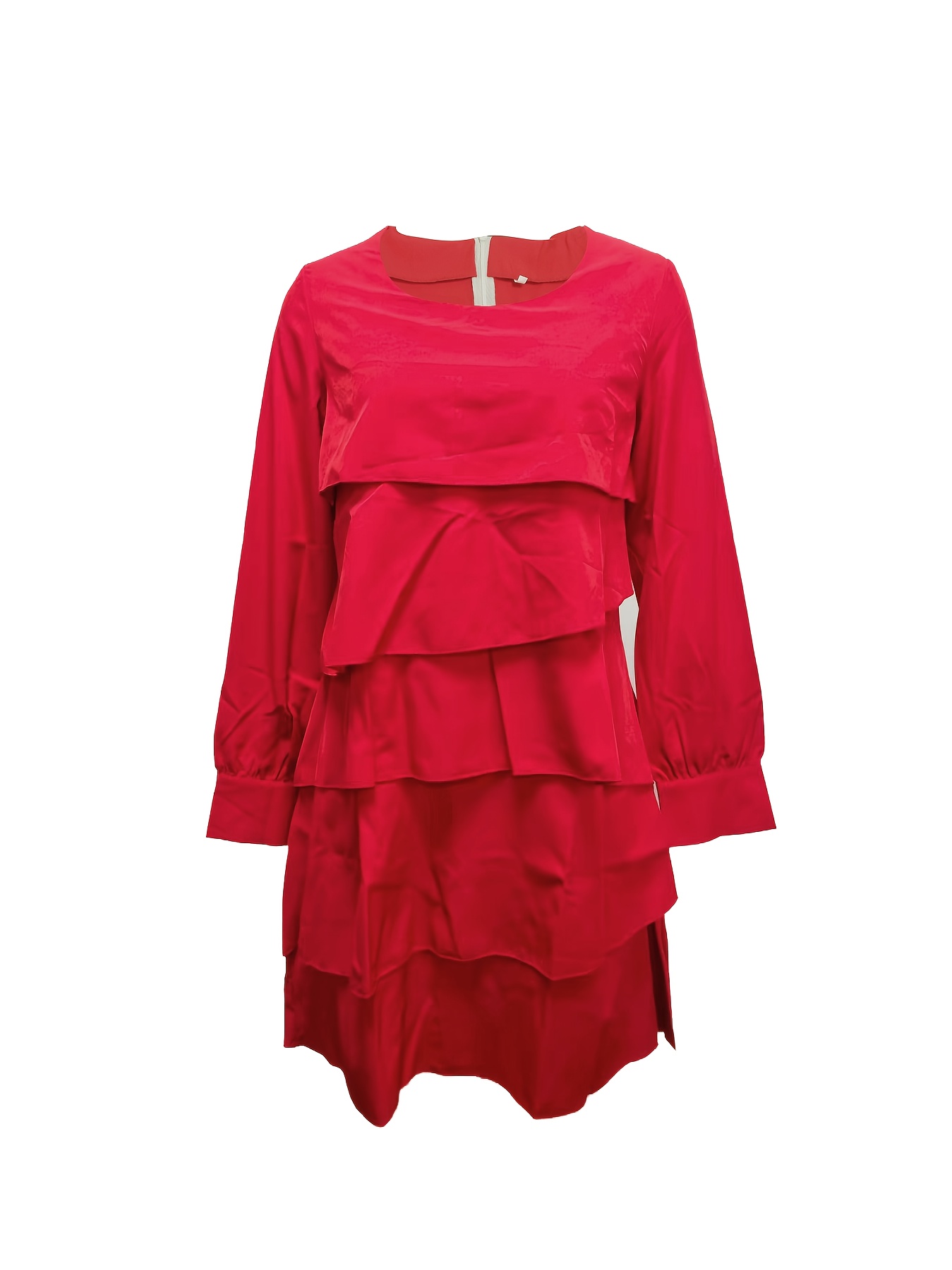 circle skirt long sleeve flowy red dress