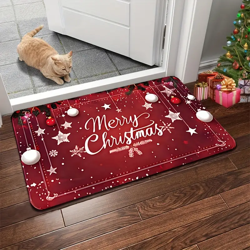 Ileading Christmas Kitchen Rug Set Of 3 - Non-Slip Washable Holiday Floor Mats