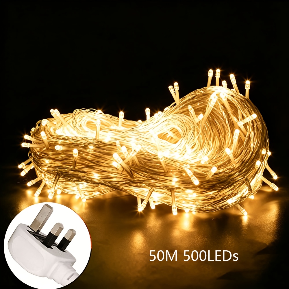 TEMU Led Fairy Lights, Christmas String Lights With 8 Different , For Indoor Outdoor Backyard Gazebo Balcony Window Christmas Tree Castle Decor, 10m