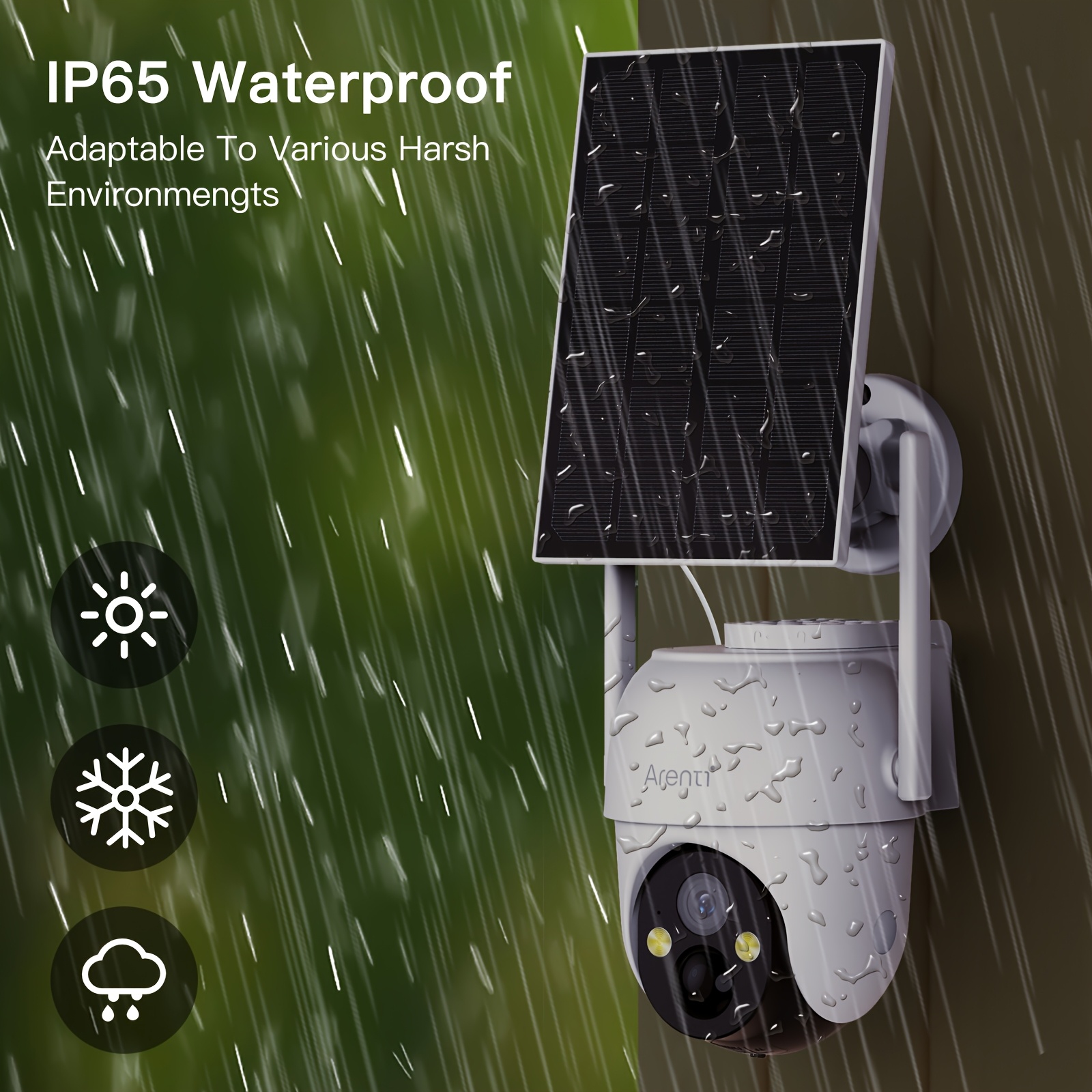 1pc 3MP Outdoor Solar-Powered Security Camera, 360° View Pan Tilt Home Surveillance, Color Night Vision, 2-Way Audio, AI Humanoid Motion Detection, IP65, 1296P FHD Video Recording For Home Safety, Outdoor Surveillance Camera, Durable Construction