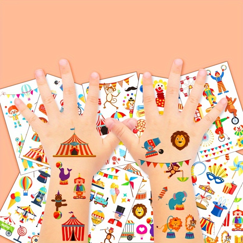 

Circus Temporary Tattoos - Carnival Shower/birthday Party Decorations Goodie Bag Stuffers For Boys And Girls