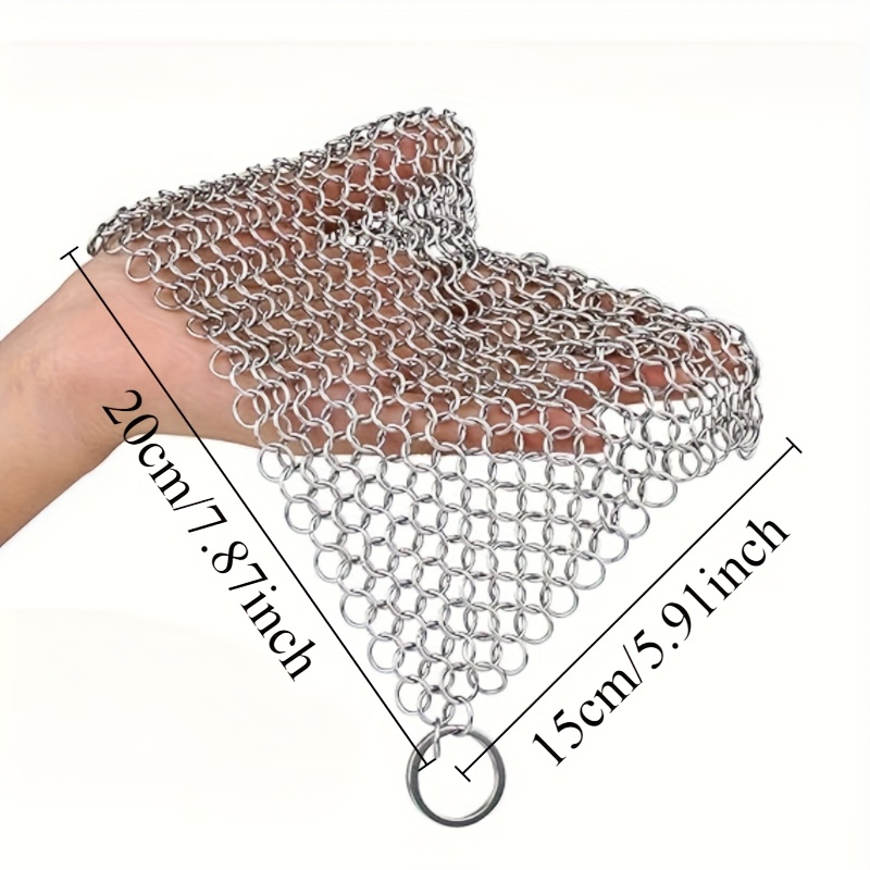 Cast Cleaner Chainmail Srubber, Premium Chain Scrubber Metal Scrubber For Cast Pans Wok Pot Glassware