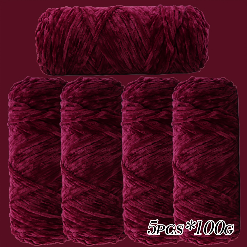 TEMU 5pcs Chenille Yarn, 500g - Plush Velvet Yarn For Crocheting Blankets And Hats | Warm, Thick, And Shape-retaining Diy Craft Yarn