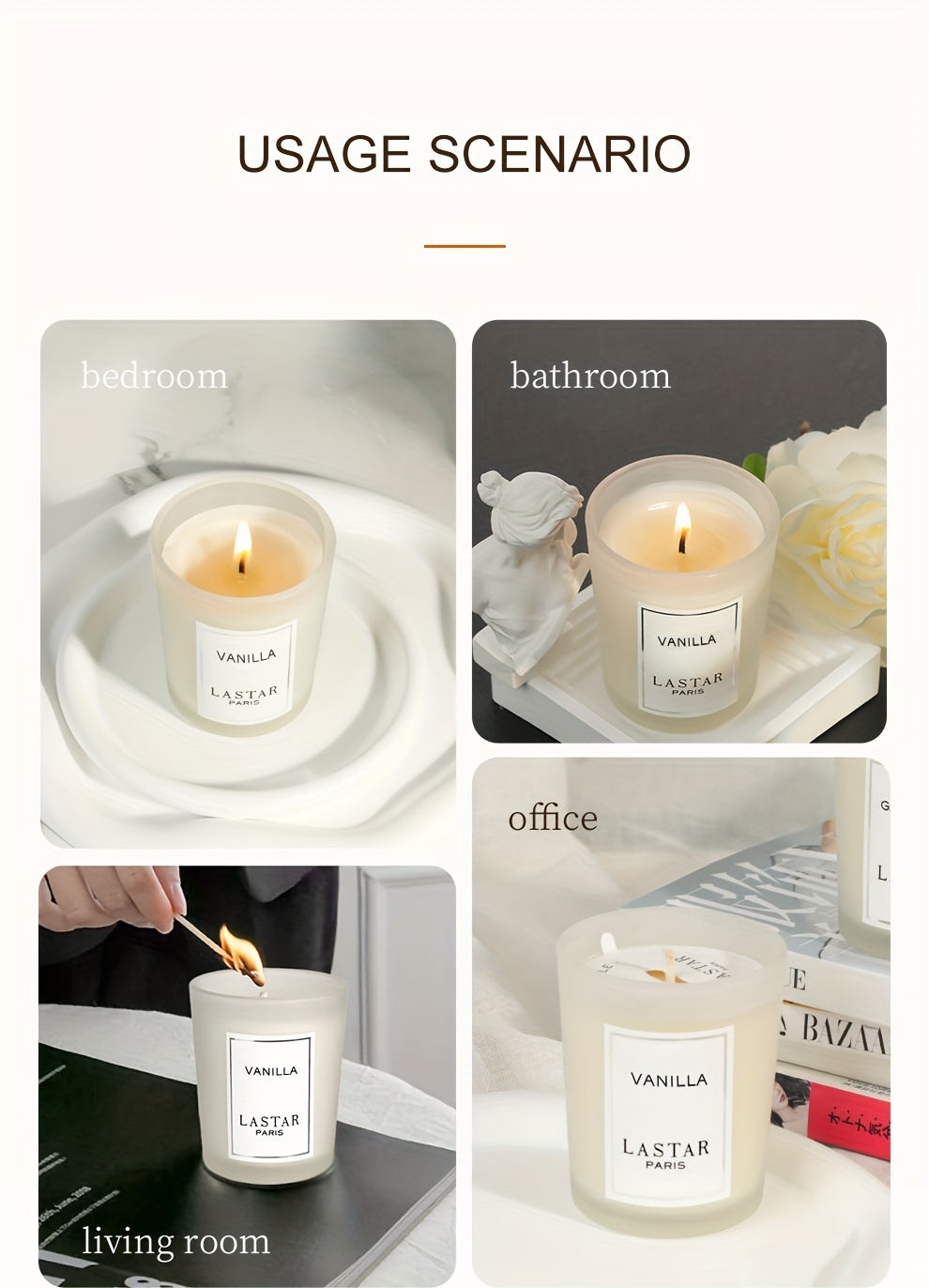 Tarro de 70g de velas de vainilla, ideal para cumpleaños, bodas, decoraciones festivas, fiestas, sorpresas, creando un ambiente cálido, regalos románticos para damas