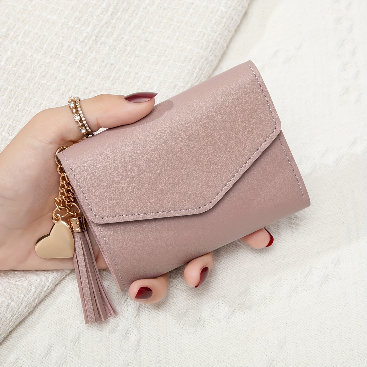 Trifold Light Pink Card Holder UTO Women's Trifold Wallet Cute