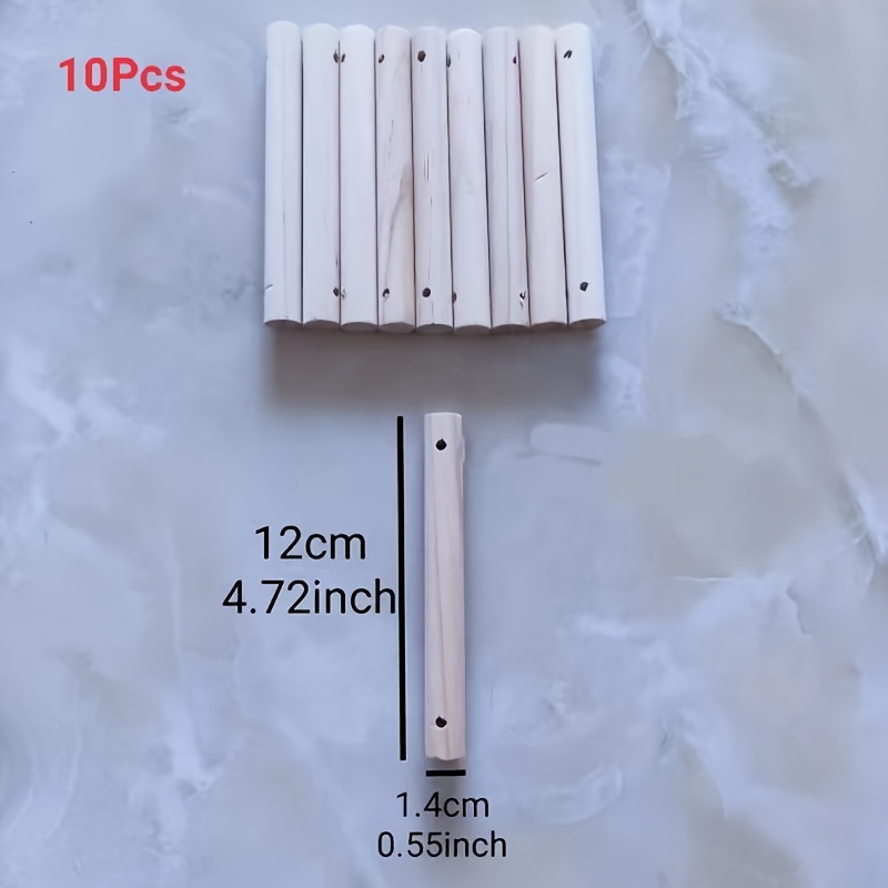 Image of 10pcs Diy Solid Wood Sticks - Handcrafted Round Wooden Picks For Crafts, Diy Projects & Home Decor - Natural Wood Grain, Unfinished Wood Material, Diy Wood Crafts, Crafting Tools, , Handcrafted Sticks