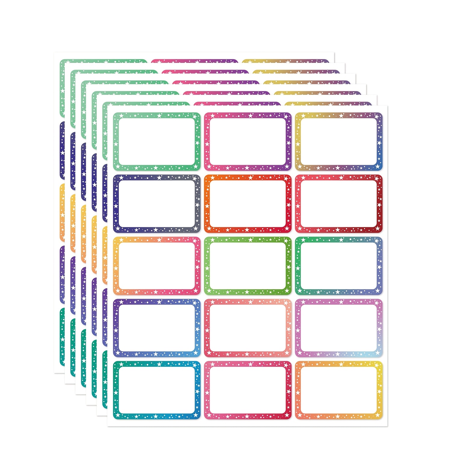 75 Hand-Writable Name Marking Stickers with Simple Border Design