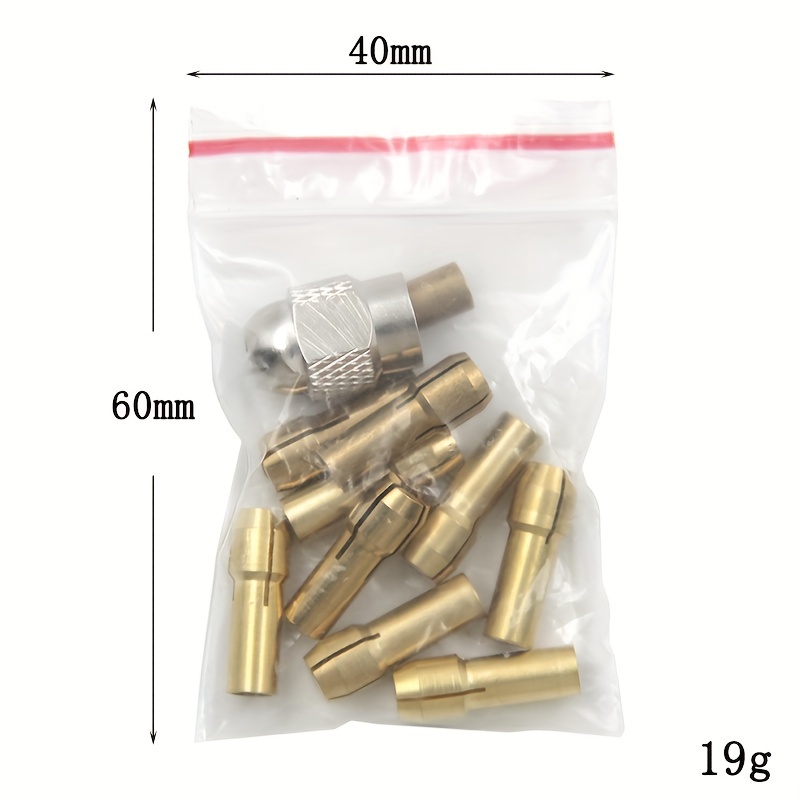11pcs Brass Collet With Silvery Nuts, Mini Drill Additions For Electric Grinding Drill Bits