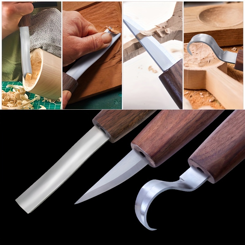 

Wood With 3 Knives: Cr-v Steel, Wooden Handles, Suitable For Beginners And Professionals