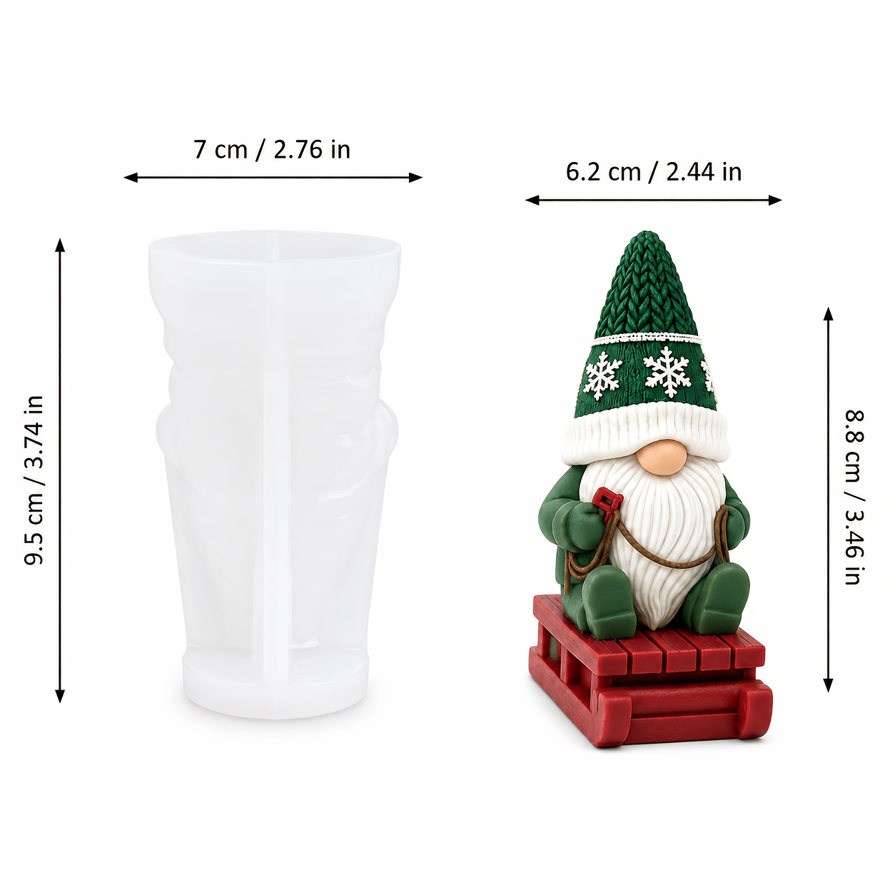 TEMU Stampo in resina e silicone per resina epossidica e gesso - sciatore natalizio con a 3 , da sci e texture cappello/barba , stampi fai da te per