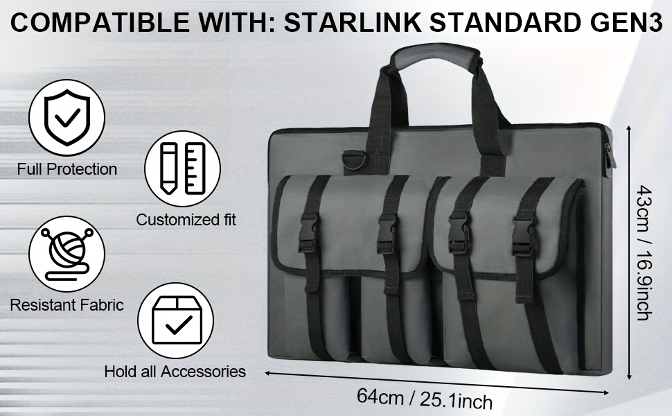 Étui organisateur pour Starlink Gen 3/V3 - Organisateur de voyage en polyester durable avec plusieurs compartiments, sangles réglables et poignées durables pour les voyages en camping et en camping-car, organisateur de matériel de plein air | Sac à sangle réglable | Sac à poignées durables, essentiels de plein air
