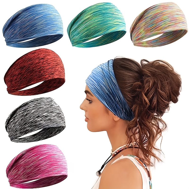 Unisex Fitness Headbands, 6pcs Anti-slip Wide Sweatproof Hairbands, Hair Accessories For Gym, Yoga, Running, And Wear