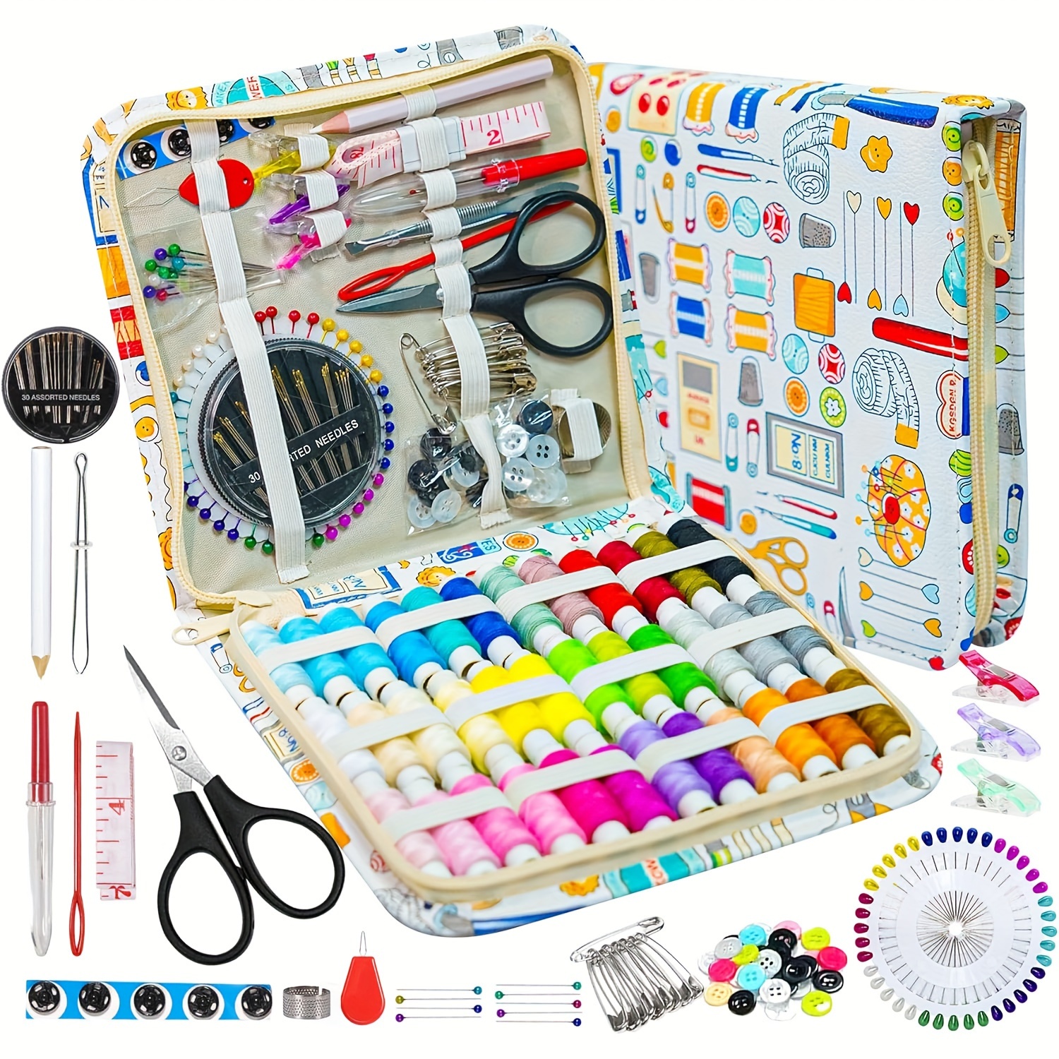 

168-piece Portable Sewing Kit With Organizer Storage Bag - Sewing & Repair Set For Home, Travel, Adults, Beginners, Emergencies - Includes Thread, Scissors, Needles, Tape Measure & More