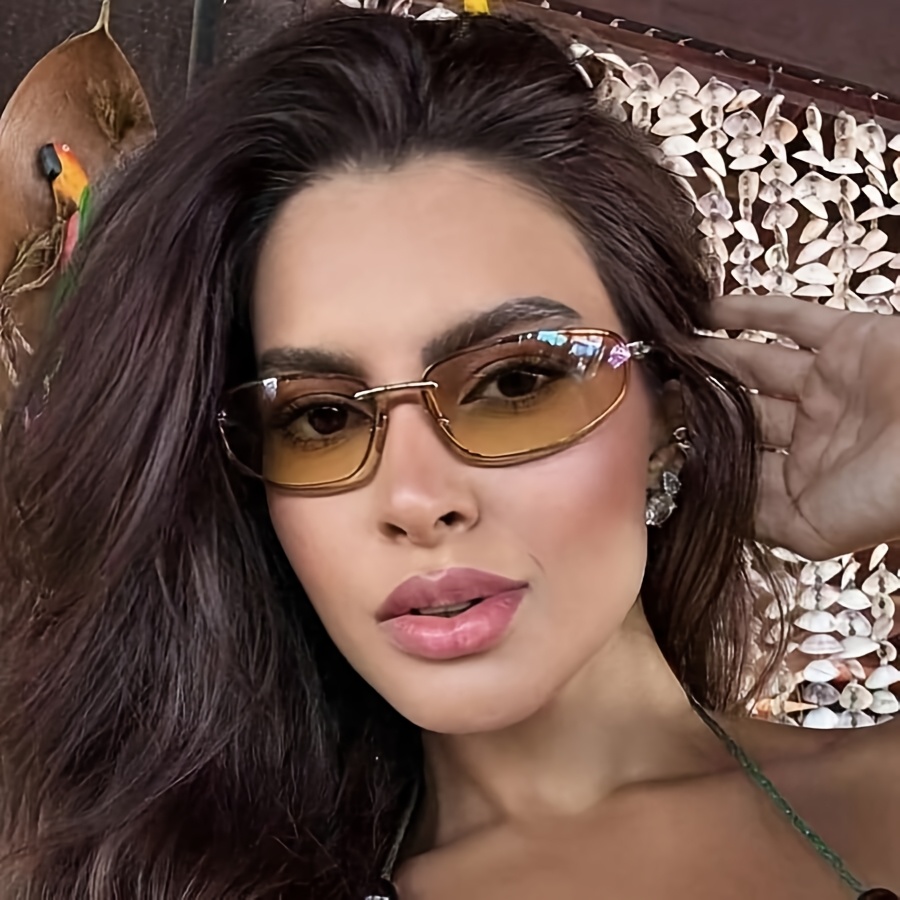 1pc Frameless Oval Fashion Glasses Y2K Personalized Versatile Women\'s Fashion 1pc Frameless Oval Fashion Glasses , Y2K Style, Versatile  main image 4