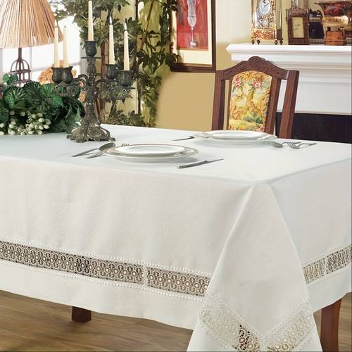 1pc exquisite lace cream colored tablecloth multi size suitable for home decor restaurant outdoor picnic and party layout