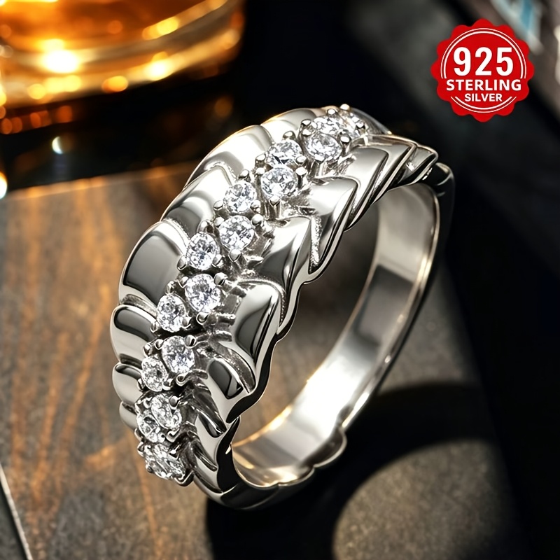 Image of 925 Sterling Silver Exquisite Ladies' Fashionable Ring, For Vacation, Classic, Set With Cubic Zirconia, Exquisite High Level Ladies' Jewelry Ring, Suitable For Daily Wear, Perfect Gift For Festivals