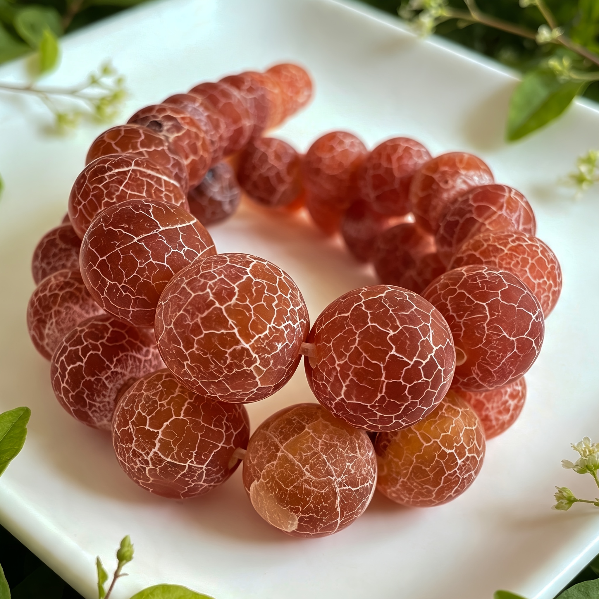 Approx. 18pcs Spherical Shape Agate Beads for Christmas