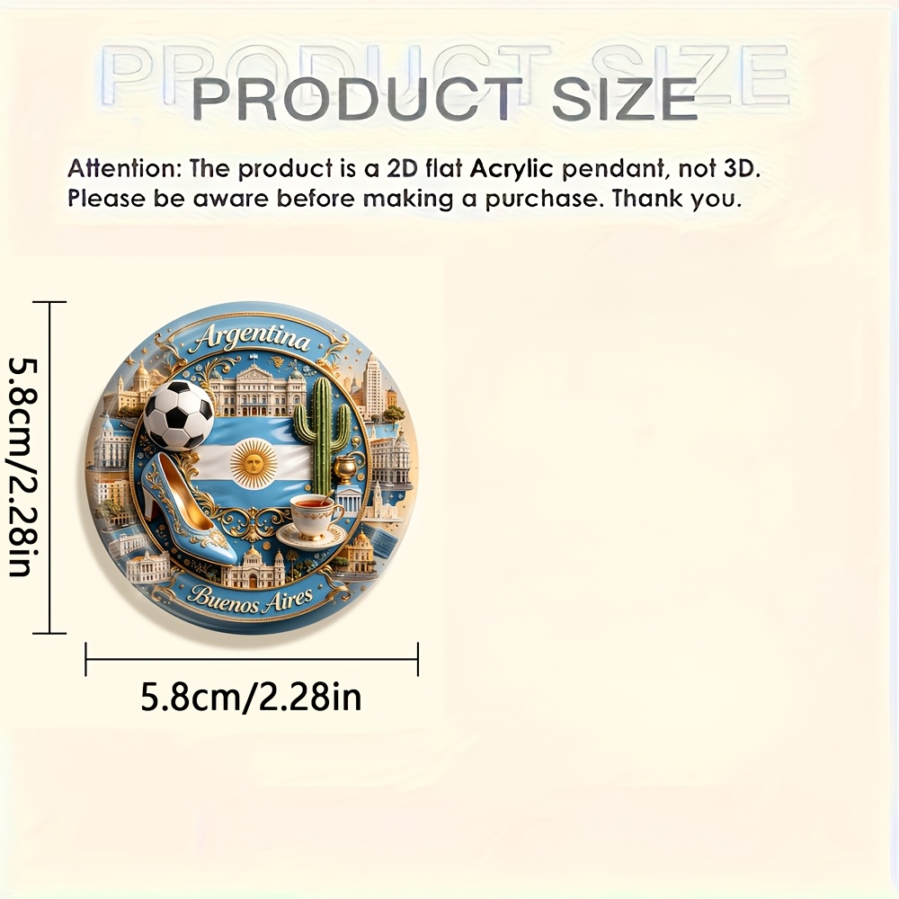 TEMU 1pc 2d Flat Argentina Durable Round Fridge Magnet, Suitable For Sticking Photos, Postcards, Etc., On Refrigerator Decor, 2d Flat