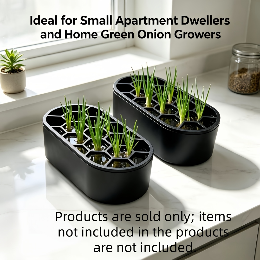 TEMU 4pcs Set (2pcs Containers And 2pcs Net Covers) Hydroponic Scallion Growing Box, Home Soil-free Scallion Cultivation Container, Fixed Lid Design,