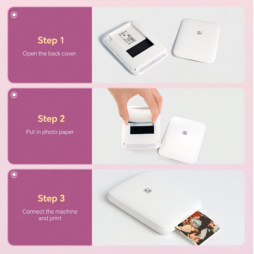 ミニフォトプリンター ホワイト　zink mt53 Mini Photo Printer(Zink), Bluetooth Photo Sticker Printer MT53 - HPRT