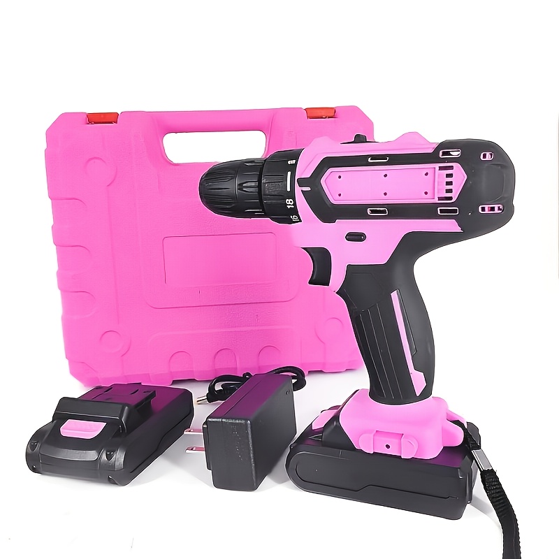 TEMU Perceuse balais au lithium 21V de qualité industrielle avec double batterie 1200mAh + charge rapide | 18+1 réglages de couple de | autobloquant