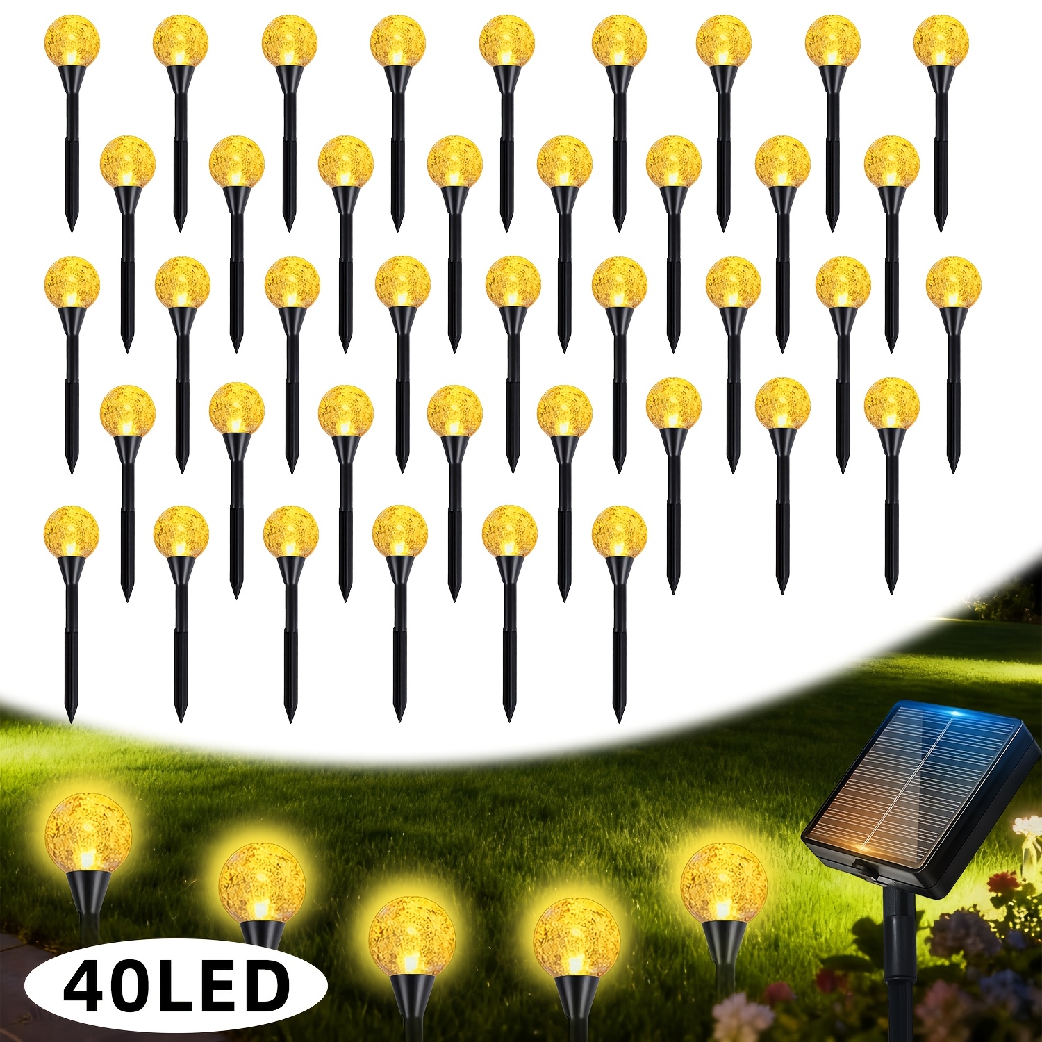 E-shop 20/40 LED Solar Stecker Bubble Ball Lichter | 6.3/10. Stecker Rasen Dekorationen mit 12 einstellbaren Beleuchtungsmodi, geeignet für Höfe,