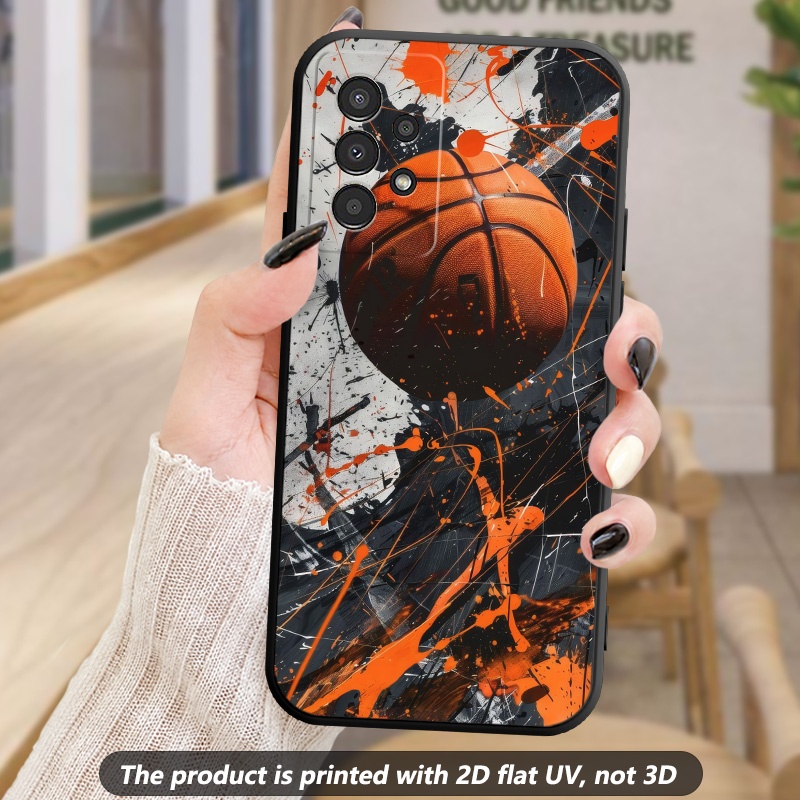 TEMU Phone Case - Orange Black Basketball Pattern Phone Case For For Galaxy A04 A04s A05 A05s A06 A07 A13 A14 A15 A16 A17 A22 A23 A24 A25 A26 A32 A33