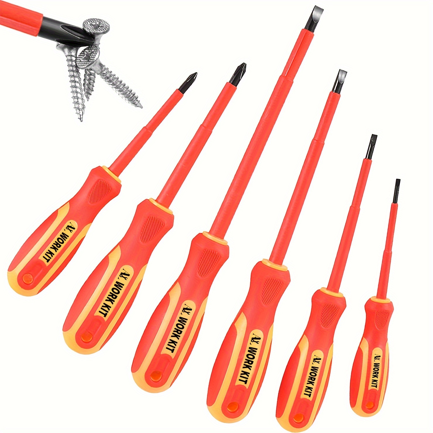 magnetic screwdriver set of 6 2 phillips and 4 slotted heads professional non   screwdriver set with magnetic screwdriver bits and wall mount great gift Product details 3