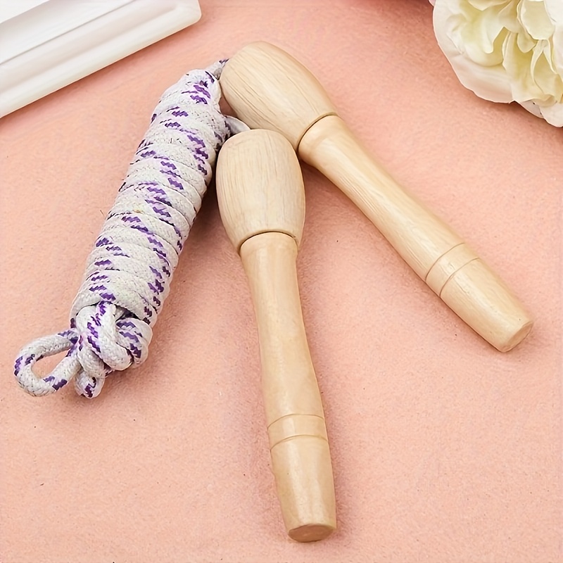 1pc Adjustable Wooden Handle Jump Rope For Adults With Wood Handle & Rope - Suitable For Weight Loss, Fitness Training, Middle School Entrance Exam, Gym, Gymnastics - Jump Ropes For &