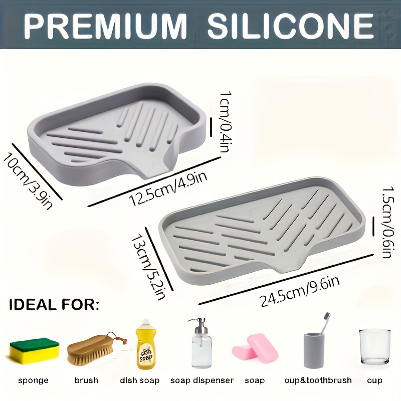 1pc silicone kitchen sink tray soap holder details 1